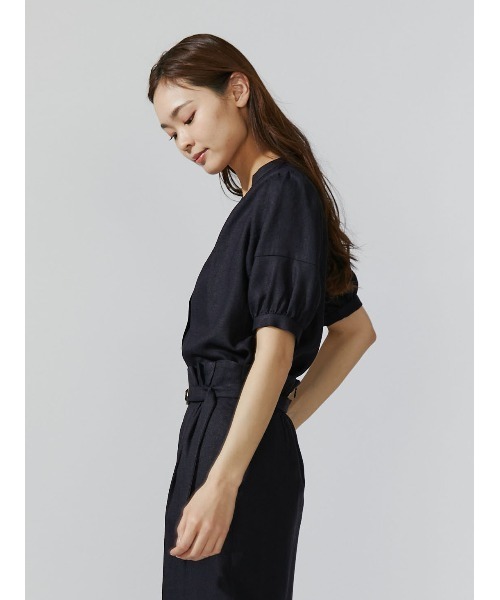 TONAL（トーナル）の「フェイクリネンフロント釦半袖ブラウス（シャツ 