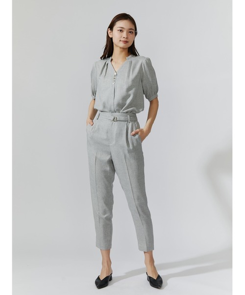 TONAL（トーナル）の「フェイクリネンフロント釦半袖ブラウス（シャツ 