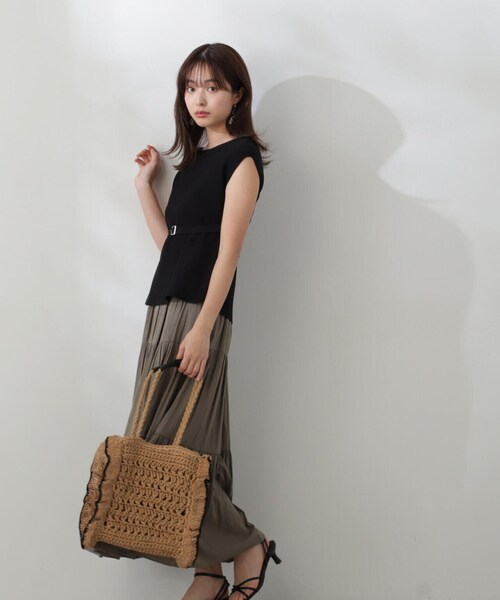 PROPORTION BODY DRESSING（プロポーションボディドレッシング）の「ベルト付きペプラムニット / 1214170503（ニット/セーター・レディース・イエロー/ホワイト/ブラック・FREE）」の6枚目の写真