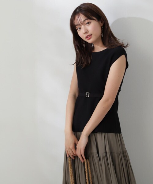 PROPORTION BODY DRESSING（プロポーションボディドレッシング）の「ベルト付きペプラムニット / 1214170503（ニット/セーター・レディース・イエロー/ホワイト/ブラック・FREE）」の8枚目の写真