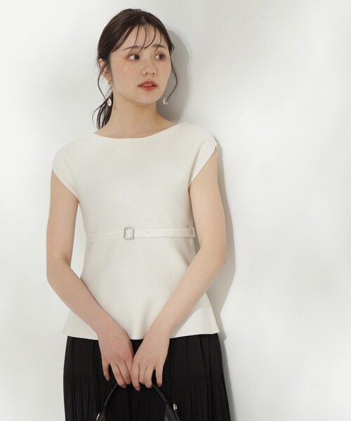 PROPORTION BODY DRESSING（プロポーションボディドレッシング）の「ベルト付きペプラムニット / 1214170503（ニット/セーター・レディース・イエロー/ホワイト/ブラック・FREE）」の15枚目の写真