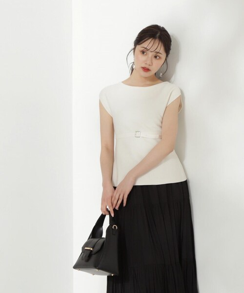 PROPORTION BODY DRESSING（プロポーションボディドレッシング）の「ベルト付きペプラムニット / 1214170503（ニット/セーター・レディース・イエロー/ホワイト/ブラック・FREE）」の16枚目の写真