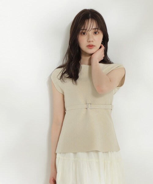 PROPORTION BODY DRESSING（プロポーションボディドレッシング）の「ベルト付きペプラムニット / 1214170503（ニット/セーター・レディース・イエロー/ホワイト/ブラック・FREE）」の20枚目の写真