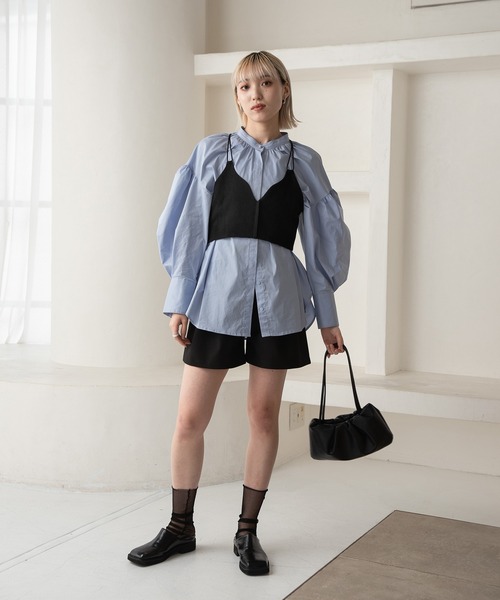 Amiur（エミレ）の「lady like back cross bustier / レディライクバッククロスビスチェ（ベスト・レディース・アイボリー/ブラック・FREE）」の11枚目の写真