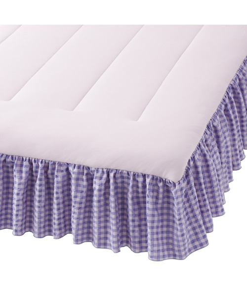 【セール】ふわろ冷感ベッドパッド フリルチェック ダブル ピンク×パープル（寝具）｜Francfranc（フランフラン） 7,344円