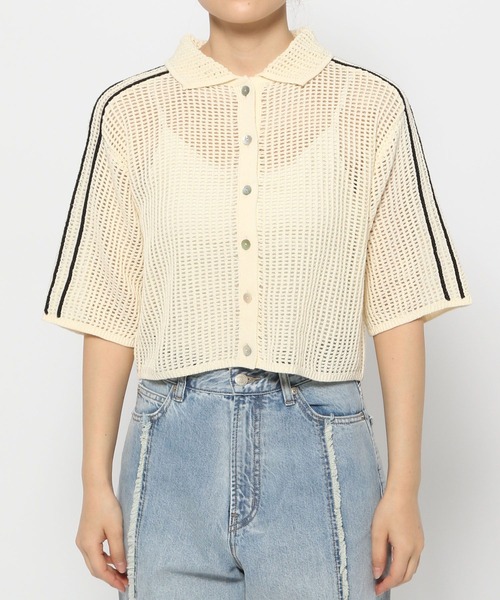 LOWRYS FARM（ローリーズファーム）の「メッシュポロ５Ｓ 114434（ニット/セーター・レディース・オレンジ/ブルー/アイボリー/ブラック・FREE）」の5枚目の写真