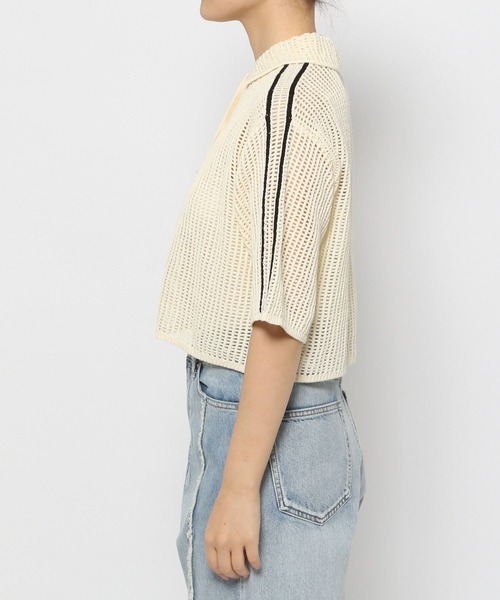 LOWRYS FARM（ローリーズファーム）の「メッシュポロ５Ｓ 114434（ニット/セーター・レディース・オレンジ/ブルー/アイボリー/ブラック・FREE）」の6枚目の写真