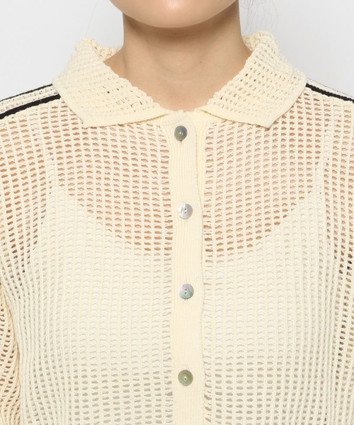 LOWRYS FARM（ローリーズファーム）の「メッシュポロ５Ｓ 114434（ニット/セーター・レディース・オレンジ/ブルー/アイボリー/ブラック・FREE）」の9枚目の写真