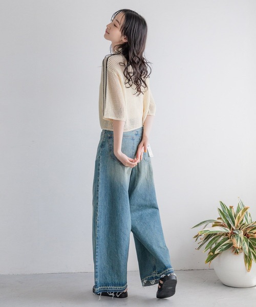 LOWRYS FARM（ローリーズファーム）の「メッシュポロ５Ｓ 114434（ニット/セーター・レディース・オレンジ/ブルー/アイボリー/ブラック・FREE）」の19枚目の写真