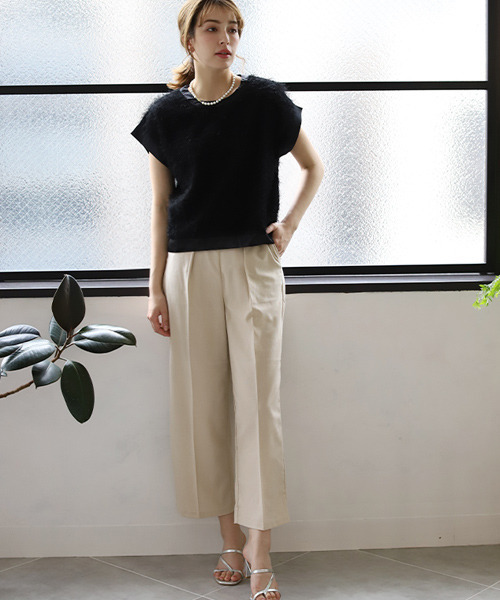 REAL CUBE（リアルキューブ）の「フレンチリネンウォッシャブルパンツ（その他パンツ・レディース・ブラウン/ライム・FREE）」の4枚目の写真