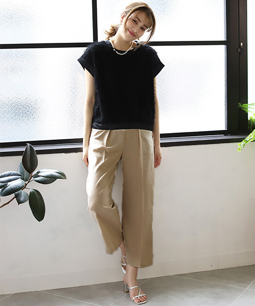 REAL CUBE（リアルキューブ）の「フレンチリネンウォッシャブルパンツ（その他パンツ・レディース・ブラウン/ライム・FREE）」の7枚目の写真