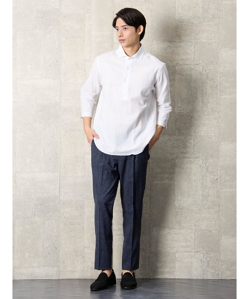 TRANS CONTINENTS(トランスコンチネンツ)の「TRANS CONTINENTS コットンリネン カプリシャツ ホワイト(シャツ/ブラウス・メンズ・ホワイト・M)」の8枚目の写真