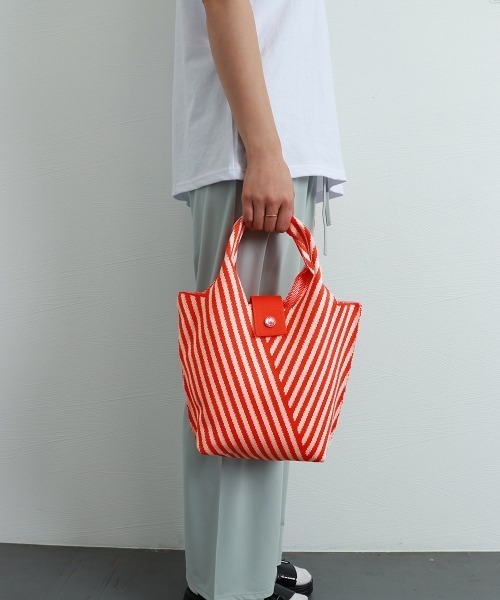 Miniministore(ミニミニストア)の「ストライプニットバッグ ミニバッグ(ハンドバッグ・レディース・オレンジ/ロイヤルブルー/パープル/ブルーグリーン/レッド/ブラック・FREE)」の21枚目の写真