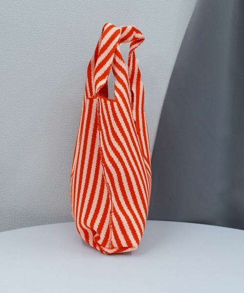 Miniministore(ミニミニストア)の「ストライプニットバッグ ミニバッグ(ハンドバッグ・レディース・オレンジ/ロイヤルブルー/パープル/ブルーグリーン/レッド/ブラック・FREE)」の13枚目の写真