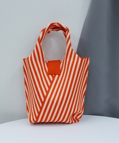 Miniministore(ミニミニストア)の「ストライプニットバッグ ミニバッグ(ハンドバッグ・レディース・オレンジ/ロイヤルブルー/パープル/ブルーグリーン/レッド/ブラック・FREE)」の14枚目の写真