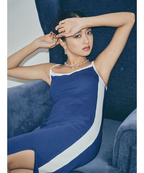 EVRIS（エヴリス）の「【みちょぱコラボ】バイカラーリブロングワンピース（ワンピース・レディース・ネイビー/ブラック・FREE）」の21枚目の写真