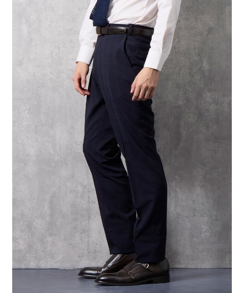 シャドウチェック スラックス ネイビー（スラックス）｜Perfect Suit FActory（パーフェクトスーツファクトリー）