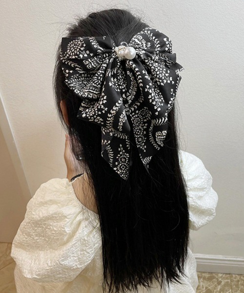 Miniministore(ミニミニストア)の「千鳥格子柄リボンバレッタ ヘアクリップ(バレッタ/ヘアクリップ・レディース・ハウンドトゥース/アイボリー/ブラック/レオパード・FREE)」の12枚目の写真