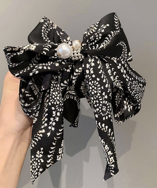 Miniministore(ミニミニストア)の「千鳥格子柄リボンバレッタ ヘアクリップ(バレッタ/ヘアクリップ・レディース・ハウンドトゥース/アイボリー/ブラック/レオパード・FREE)」の13枚目の写真