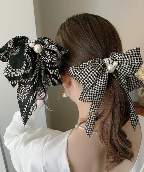 Miniministore(ミニミニストア)の「千鳥格子柄リボンバレッタ ヘアクリップ(バレッタ/ヘアクリップ・レディース・ハウンドトゥース/アイボリー/ブラック/レオパード・FREE)」の17枚目の写真