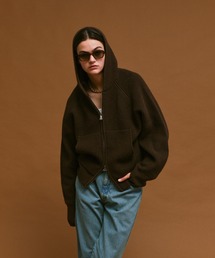 Wool knit double zip-up hoodie/ウールニットダブルジップフーディー