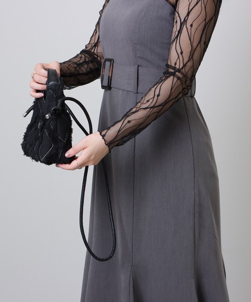 Lace Ladies（レースレディース）の「2WAY ダイヤ フリンジ ワンハンドル ショルダーバッグ（ショルダーバッグ・レディース・ブラック/アイボリー・FREE）」の16枚目の写真