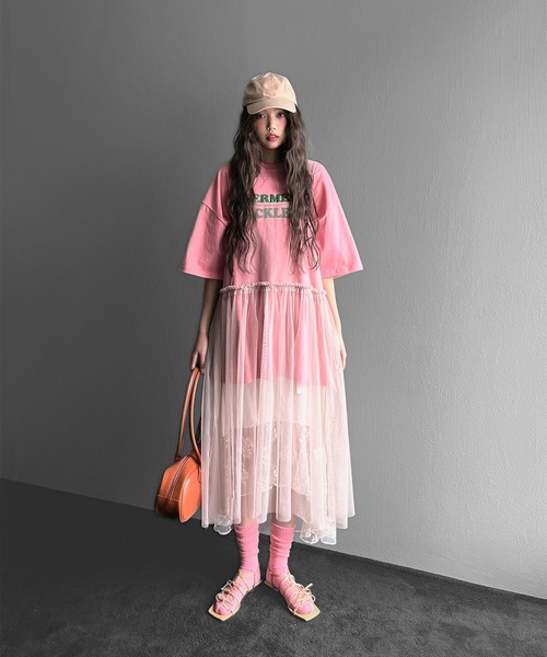 sevens（セブンズ）の「【sevens】チュールキャミワンピース（ワンピース・レディース・ホワイト・FREE）」の2枚目の写真