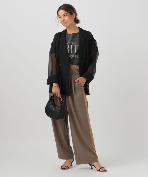 BAYFLOW（ベイフロー）の「[シャツ感覚で着られる]シアージャケット（テーラードジャケット・レディース・ミント/ベージュ/ブラック・FREE）」の13枚目の写真