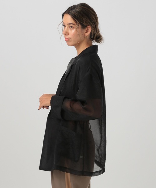 BAYFLOW（ベイフロー）の「[シャツ感覚で着られる]シアージャケット（テーラードジャケット・レディース・ミント/ベージュ/ブラック・FREE）」の18枚目の写真