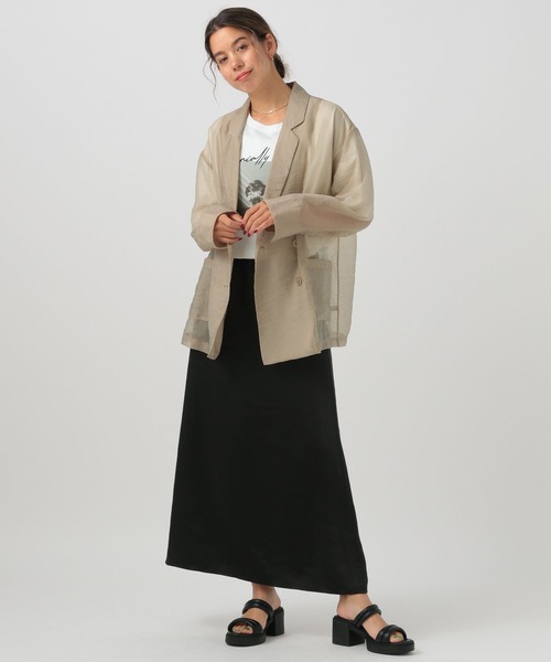 BAYFLOW（ベイフロー）の「[シャツ感覚で着られる]シアージャケット（テーラードジャケット・レディース・ミント/ベージュ/ブラック・FREE）」の22枚目の写真