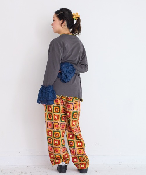 CALMIA(カルミア)の「レースショルダートップス/おとな(Tシャツ/カットソー・レディース・チャコール/レッド/オフホワイト・160cm)」の6枚目の写真