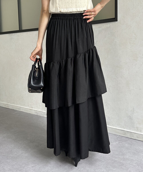 Thevon(ゼボン)の「ランダムティアードフレアスカート(スカート・レディース・カーキ/ブラック/オフホワイト・FREE)」の14枚目の写真