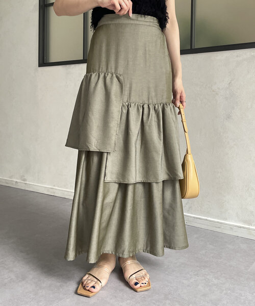 Thevon(ゼボン)の「ランダムティアードフレアスカート(スカート・レディース・カーキ/ブラック/オフホワイト・FREE)」の20枚目の写真