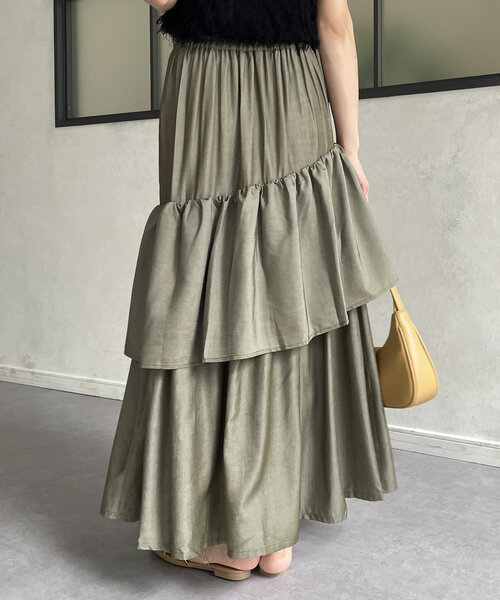 Thevon(ゼボン)の「ランダムティアードフレアスカート(スカート・レディース・カーキ/ブラック/オフホワイト・FREE)」の22枚目の写真