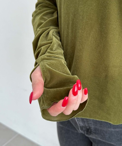 archives（アルシーヴ）の「シアーベロアＴＯＰＳ（Tシャツ/カットソー・レディース・グレー/ブラック/アイボリー/グリーン・MEDIUM）」の5枚目の写真