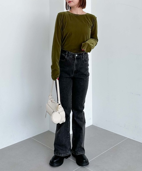 archives（アルシーヴ）の「シアーベロアＴＯＰＳ（Tシャツ/カットソー・レディース・グレー/ブラック/アイボリー/グリーン・MEDIUM）」の18枚目の写真