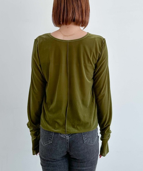 archives（アルシーヴ）の「シアーベロアＴＯＰＳ（Tシャツ/カットソー・レディース・グレー/ブラック/アイボリー/グリーン・MEDIUM）」の9枚目の写真