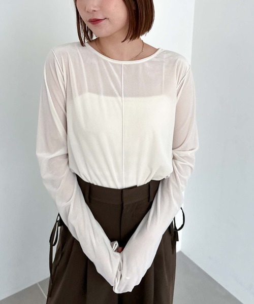 archives（アルシーヴ）の「シアーベロアＴＯＰＳ（Tシャツ/カットソー・レディース・グレー/ブラック/アイボリー/グリーン・MEDIUM）」の17枚目の写真