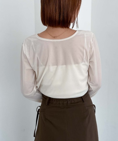 archives（アルシーヴ）の「シアーベロアＴＯＰＳ（Tシャツ/カットソー・レディース・グレー/ブラック/アイボリー/グリーン・MEDIUM）」の16枚目の写真