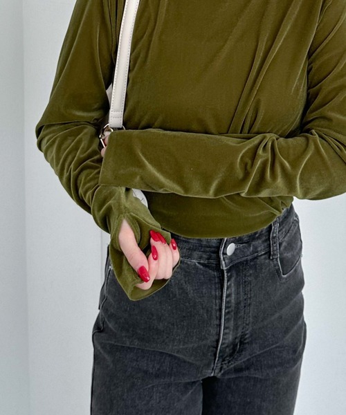 archives（アルシーヴ）の「シアーベロアＴＯＰＳ（Tシャツ/カットソー・レディース・グレー/ブラック/アイボリー/グリーン・MEDIUM）」の21枚目の写真