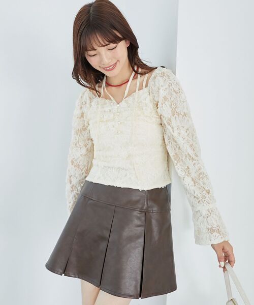 MAJESTIC LEGON（マジェスティックレゴン）の「2wayフラワーレースブラウス（シャツ/ブラウス・レディース・ブラック/アイボリー/ピンク・MEDIUM）」の2枚目の写真