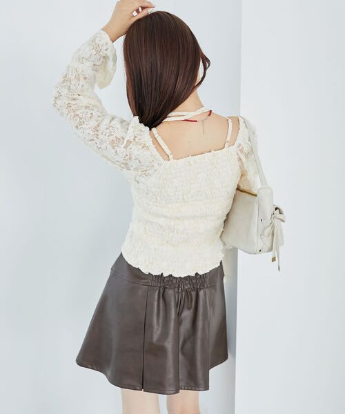 MAJESTIC LEGON（マジェスティックレゴン）の「2wayフラワーレースブラウス（シャツ/ブラウス・レディース・ブラック/アイボリー/ピンク・MEDIUM）」の6枚目の写真