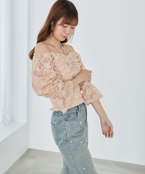 MAJESTIC LEGON（マジェスティックレゴン）の「2wayフラワーレースブラウス（シャツ/ブラウス・レディース・ブラック/アイボリー/ピンク・MEDIUM）」の12枚目の写真