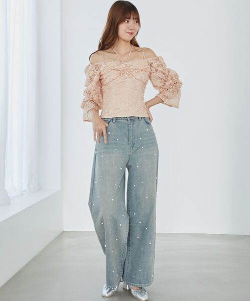 MAJESTIC LEGON（マジェスティックレゴン）の「2wayフラワーレースブラウス（シャツ/ブラウス・レディース・ブラック/アイボリー/ピンク・MEDIUM）」の15枚目の写真