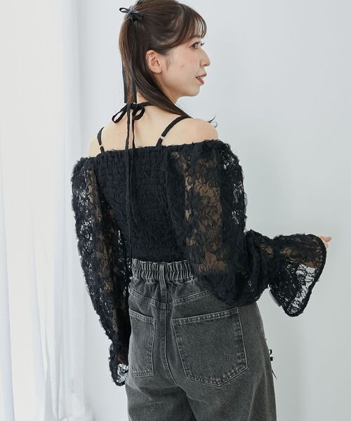 MAJESTIC LEGON（マジェスティックレゴン）の「2wayフラワーレースブラウス（シャツ/ブラウス・レディース・ブラック/アイボリー/ピンク・MEDIUM）」の21枚目の写真