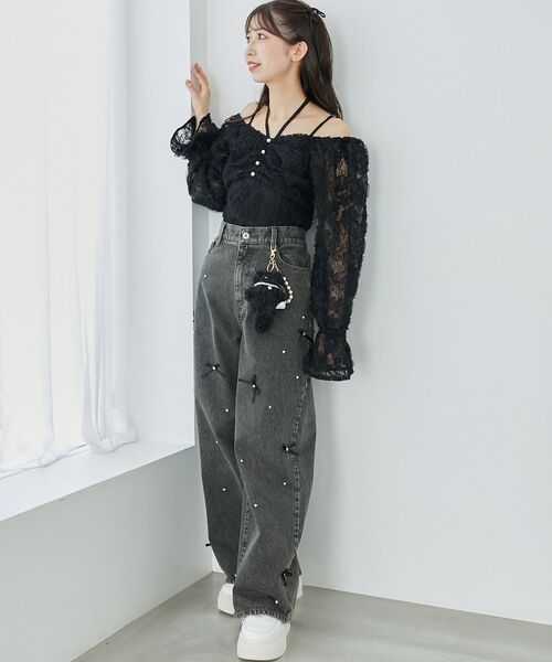 MAJESTIC LEGON（マジェスティックレゴン）の「2wayフラワーレースブラウス（シャツ/ブラウス・レディース・ブラック/アイボリー/ピンク・MEDIUM）」の22枚目の写真