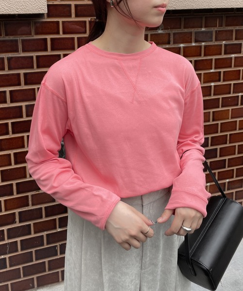 セール】クルーネック長袖カットソー-手洗い可-（Tシャツ/カットソー