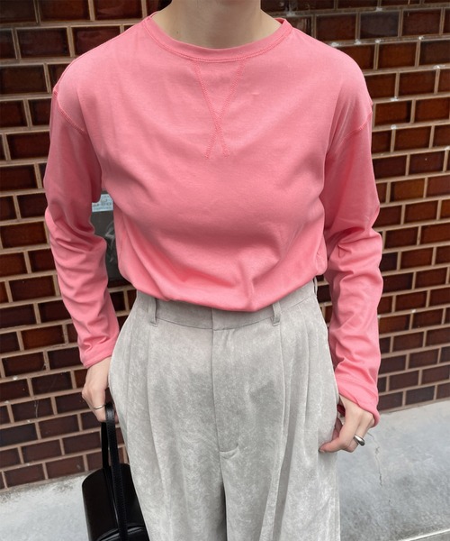 audrey and john wad（オードリーアンドジョンワッド）の「クルーネック長袖カットソー-手洗い可-（Tシャツ/カットソー・レディース・ブラック/ブルー/ホワイト/ライトグレー/ピンク・FREE）」の16枚目の写真