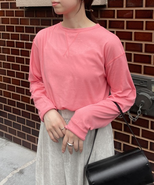 audrey and john wad（オードリーアンドジョンワッド）の「クルーネック長袖カットソー-手洗い可-（Tシャツ/カットソー・レディース・ブラック/ブルー/ホワイト/ライトグレー/ピンク・FREE）」の12枚目の写真
