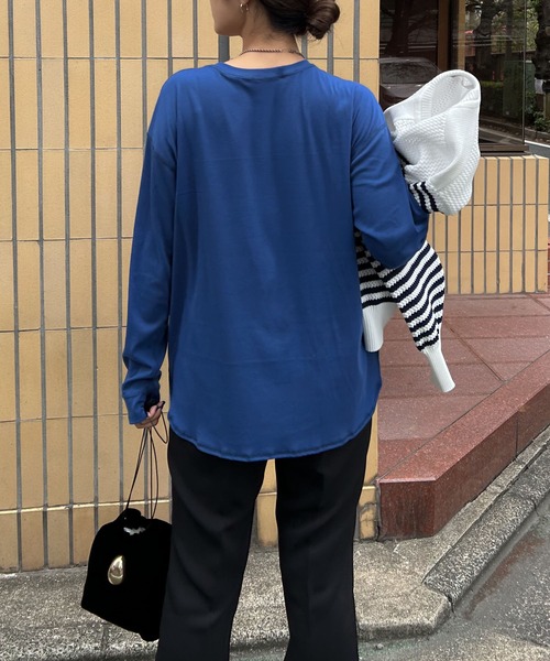 audrey and john wad（オードリーアンドジョンワッド）の「クルーネック長袖カットソー-手洗い可-（Tシャツ/カットソー・レディース・ブラック/ブルー/ホワイト/ライトグレー/ピンク・FREE）」の8枚目の写真